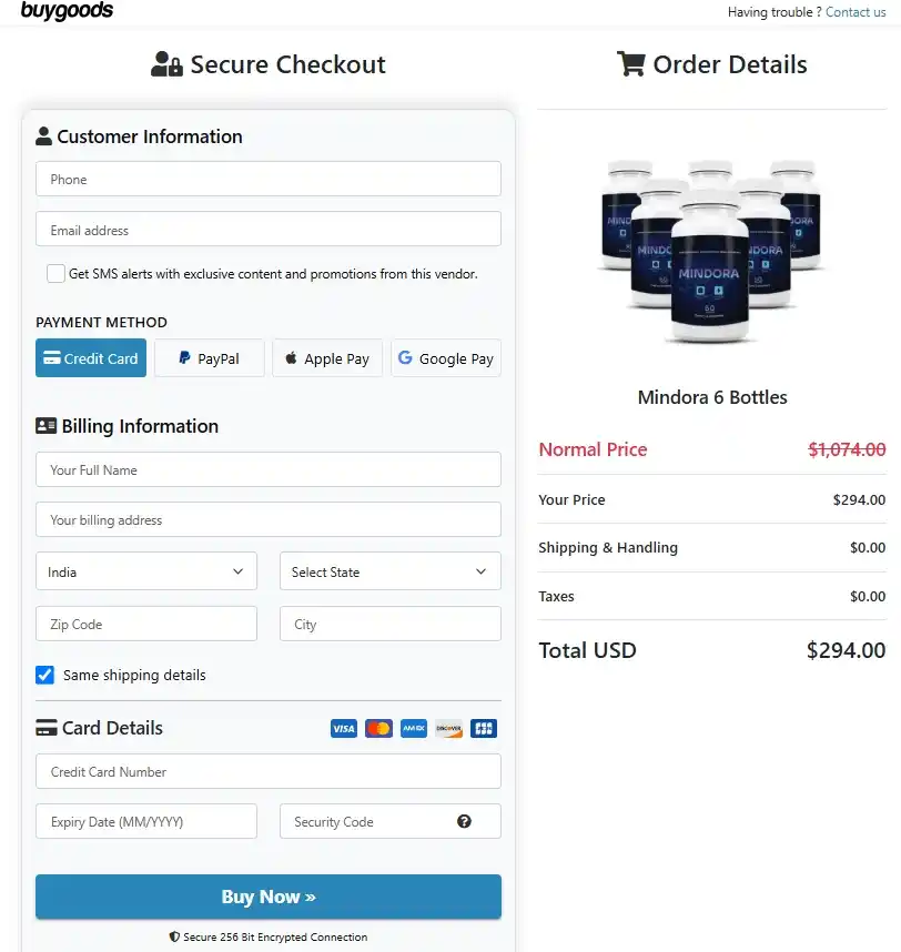 Mindora Mindora Order Page
